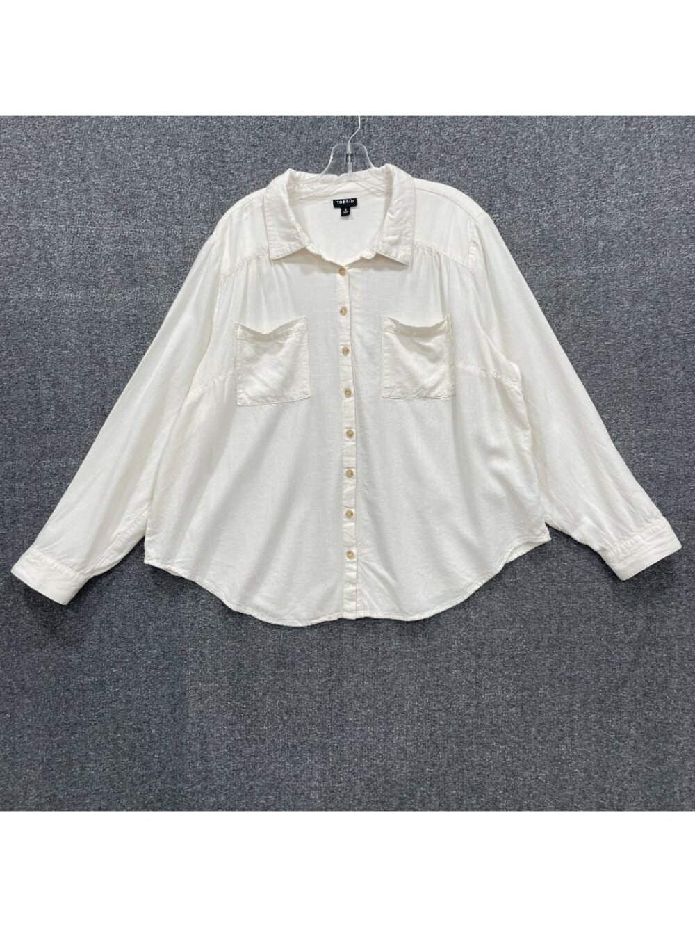 Torrid Button Top Womens Size 2X Ivory Flowy Career Office Professional Minimal